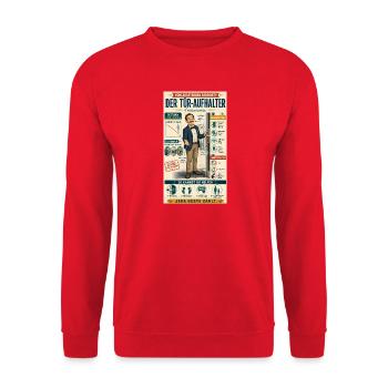Der Tür-Aufhalter – jede Geste zählt - Unisex Pullover - Rot - Vorne - Alina (178cm) & Michal (187cm)