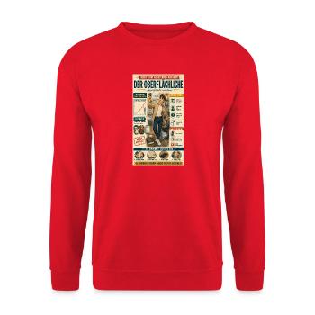 Der Oberflächliche – Denken darf tiefer gehen - Unisex Pullover - Rot - Vorne - Alina (178cm) & Michal (187cm)