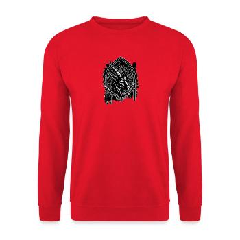 Okkulte Baphomet und Esoterische Siegel – Dunkler Goth - Unisex Pullover - Rot - Vorne - Alina (178cm) & Michal (187cm)