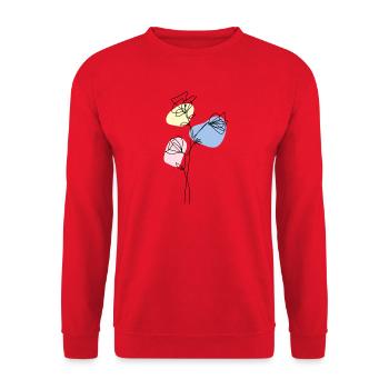 Delicate Lineart Flowers with Pastel - Unisex Sweatshirt - red - Front - Alina (178cm) & Michal (187cm)