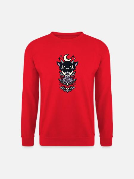 Monddämon mit Rose und Kristall - Unisex Pullover - Rot