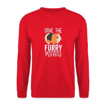 Rette die pelzige Kartoffel - Unisex Pullover - Rot - Vorne - Alina (178cm) & Michal (187cm)