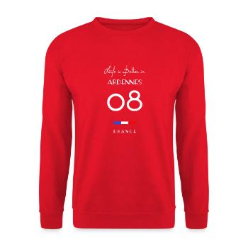 La vie en ARDENNES Numéro 08 France Grand Est - Sweat-shirt Unisexe - rouge - Devant - Alina (178cm) & Michal (187cm)