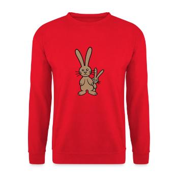 2 Hasen Kind versteckt Vater Zwei Kleinkind Mutter - Unisex Pullover - Rot - Vorne - Alina (178cm) & Michal (187cm)