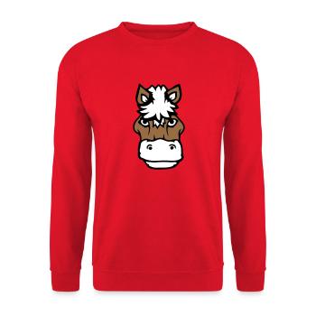 Pferd Süß Pony Fohlen Pferdemädchen Niedlich Comic - Unisex Pullover - Rot - Vorne - Alina (178cm) & Michal (187cm)