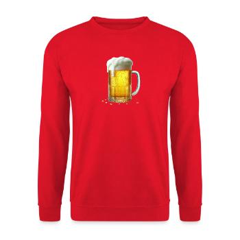 Schaumkrone Bierkrug - Unisex Pullover - Rot - Vorne - Alina (178cm) & Michal (187cm)