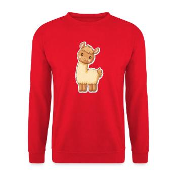 Llama Alpaca Llama Animal Gift - Unisex Sweatshirt - red - Front - Alina (178cm) & Michal (187cm)