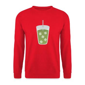 Eisgekühltes Matcha Latte Getränk - Unisex Pullover - Rot - Vorne - Alina (178cm) & Michal (187cm)