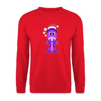 Octopus Christmas Poker - Unisex Sweatshirt - red - Front - Alina (178cm) & Michal (187cm)