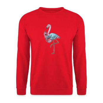 Flamingo Sekretärin Telefon Büro - Unisex Pullover - Rot - Vorne - Alina (178cm) & Michal (187cm)