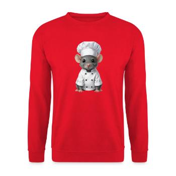 Cute Rat Chef Serveur de restauration - Sweat-shirt Unisexe - rouge - Devant - Alina (178cm) & Michal (187cm)