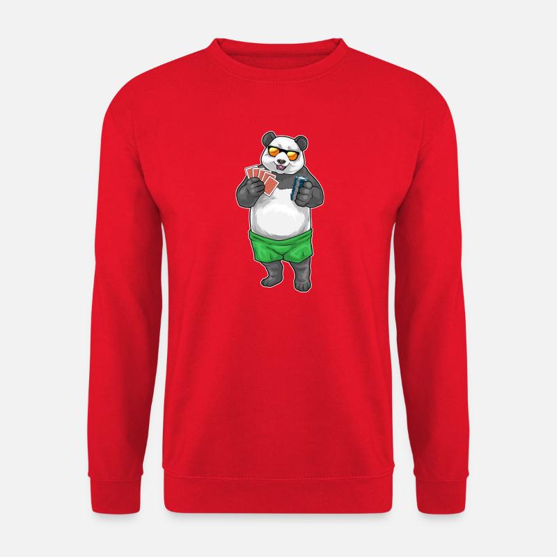 Panda Poker Pokerchips Pokerkarten - Unisex Pullover - Rot