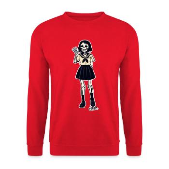 Skeleton Schoolgirl Portrait - Unisex Sweatshirt - red - Front - Alina (178cm) & Michal (187cm)