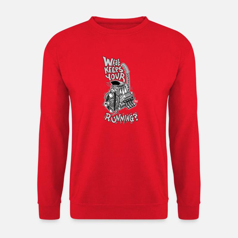 1482_WhatKeepsYourMotorRunning-GRAY - Unisex Pullover - Rot
