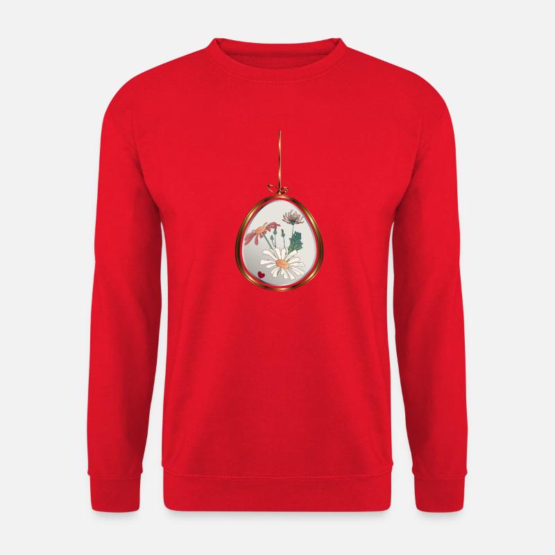 Blumenanhänger im Goldrahmen - Unisex Pullover - Rot