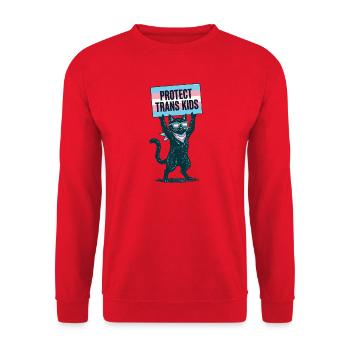 LGBTQ-Pride-Monat – Schütze trans Kinder - Unisex Pullover - Rot - Vorne - Alina (178cm) & Michal (187cm)