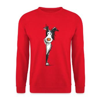 Peeking collie design - Unisex Sweatshirt - red - Front - Alina (178cm) & Michal (187cm)