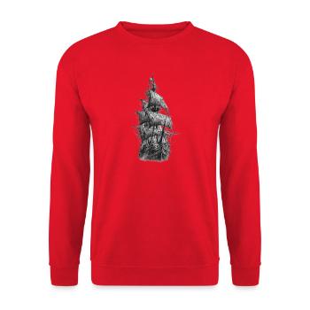 Pirate Ship Gothic Graphic - Unisex Sweatshirt - red - Front - Alina (178cm) & Michal (187cm)