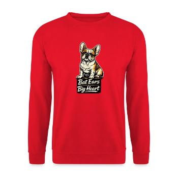 Bat Ears Big Heart Frenchie Mama Design - Unisex Pullover - Rot - Vorne - Alina (178cm) & Michal (187cm)