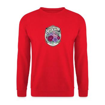 Ich liebe mich selbst – Blumenemblem - Unisex Pullover - Rot - Vorne - Alina (178cm) & Michal (187cm)