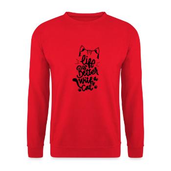Chat, chat, animal, animal domestique, animal domestique - Sweat-shirt Unisexe - rouge - Devant - Alina (178cm) & Michal (187cm)