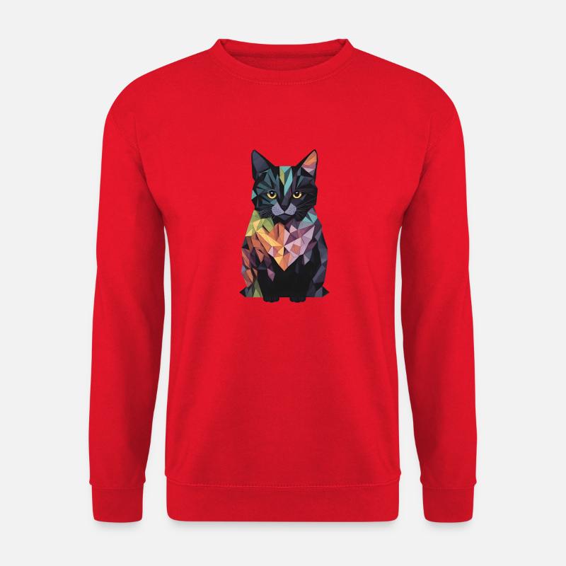 Abstrakte bunte Katze - Unisex Pullover - Rot