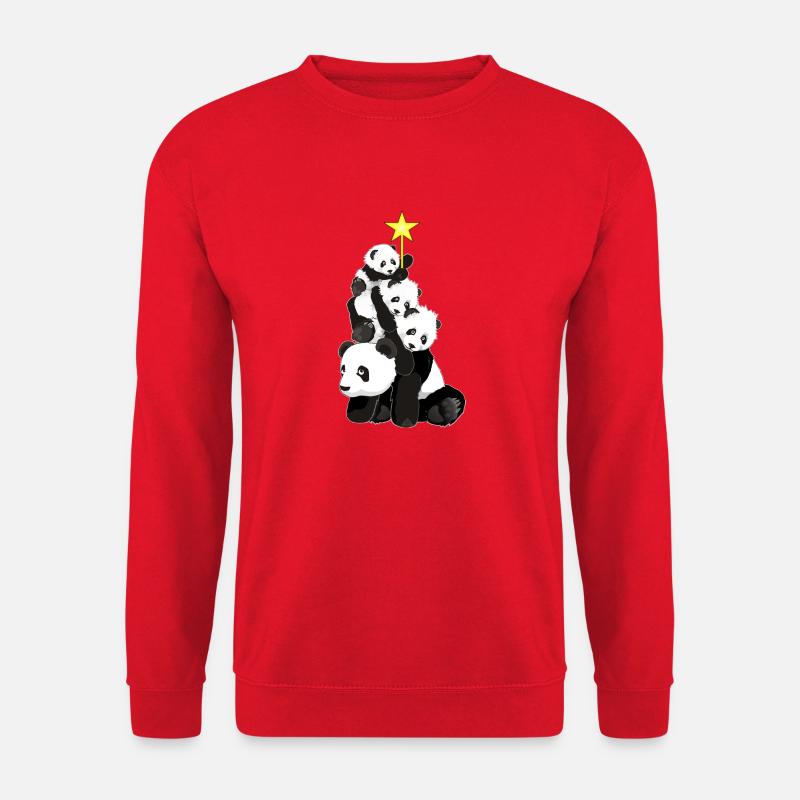 Panda Weihnachtsbaum - Unisex Pullover - Rot