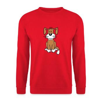 chien assis mignon petit chiot heureux animal de compagnie - Sweat-shirt Unisexe - rouge - Devant - Alina (178cm) & Michal (187cm)