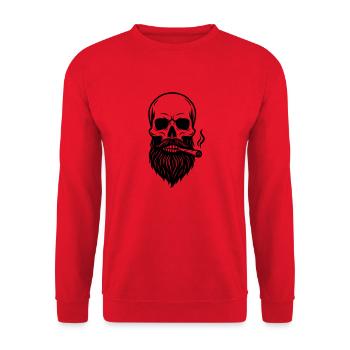 Totenschädel - Rauch - Unisex Pullover - Rot - Vorne - Alina (178cm) & Michal (187cm)