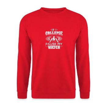 Runner running shirt Stop My Montre - Sweat-shirt Unisexe - rouge - Devant - Alina (178cm) & Michal (187cm)