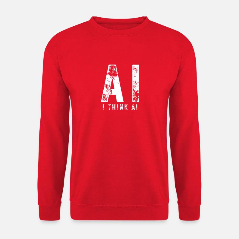AI - I THINK AI Artificial Intelligence - Unisex Sweatshirt - red