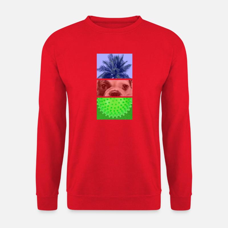 Triptych Palm Tree – Dog – Spikes - Unisex Sweatshirt - red