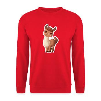 Llama Alpaca Llama Animal Gift - Unisex Sweatshirt - red - Front - Alina (178cm) & Michal (187cm)