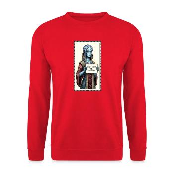 This T-Shirt Fed a Stray Dog - Unisex Pullover - Rot - Vorne - Alina (178cm) & Michal (187cm)