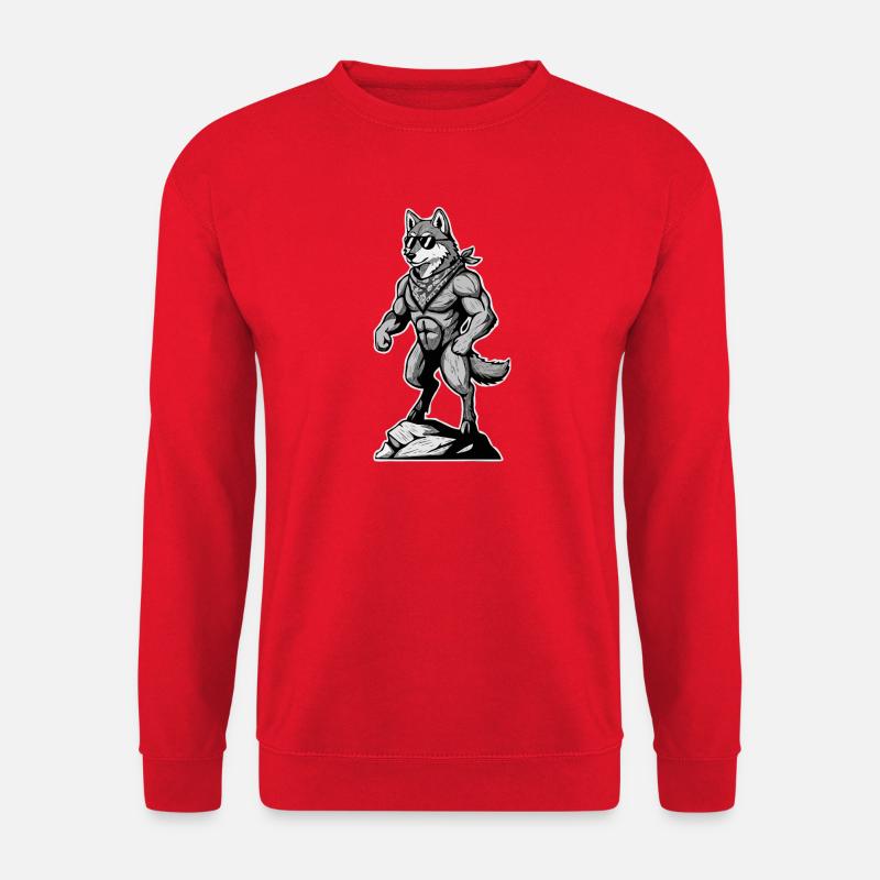 Wandern Wanderer Bergsteiger Berg Wolf  - Unisex Pullover - Rot
