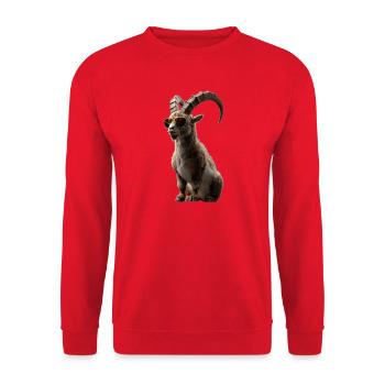 Steinbock Ziege Alpensteinbock Capricorn Ziegen - Unisex Pullover - Rot - Vorne - Alina (178cm) & Michal (187cm)