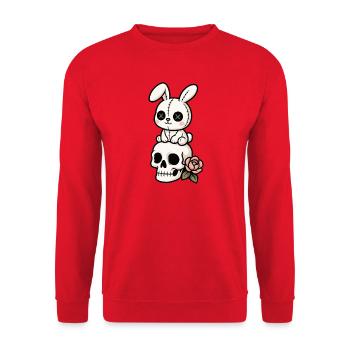 Goth Bunny Horror Rabbit Gothic Gruselig Gruselig - Unisex Pullover - Rot - Vorne - Alina (178cm) & Michal (187cm)