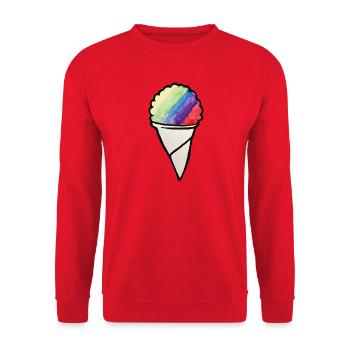 Regenbogen-Aquarell-Cremekegel - Unisex Pullover - Rot - Vorne - Alina (178cm) & Michal (187cm)