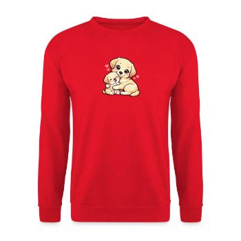 Mom dog and her little sweet puppy cuddling - Unisex Sweatshirt - red - Front - Alina (178cm) & Michal (187cm)