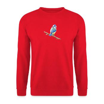Blau – Vogelillustration - Unisex Pullover - Rot - Vorne - Alina (178cm) & Michal (187cm)