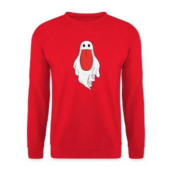 Lustiger alberner Geist, der die Zunge herausstreckt - Unisex Pullover - Rot - Vorne - Alina (178cm) & Michal (187cm)