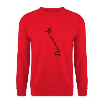 Feuerwehrmann mit Feuerwehrauto - Unisex Pullover - Rot - Vorne - Alina (178cm) & Michal (187cm)