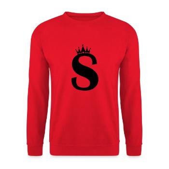 buchstabe S Krone - Unisex Pullover - Rot - Vorne - Alina (178cm) & Michal (187cm)