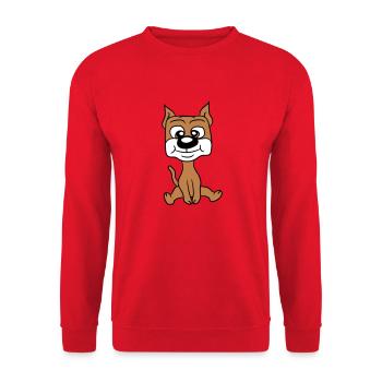 chien assis mignon petit chiot heureux animal de compagnie - Sweat-shirt Unisexe - rouge - Devant - Alina (178cm) & Michal (187cm)