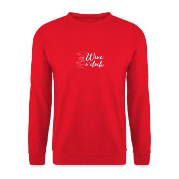 Wine o' clock Weingeschenk | Weinliebe - Unisex Pullover - Rot - Vorne - Alina (178cm) & Michal (187cm)