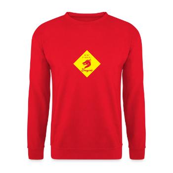 Fantasy / Drachen: Here There Be - Dragons - Unisex Pullover - Rot - Vorne - Alina (178cm) & Michal (187cm)