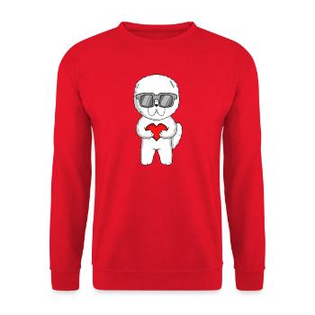 Bichon Frise avec lunettes de soleil et cœur - Sweat-shirt Unisexe - rouge - Devant - Alina (178cm) & Michal (187cm)