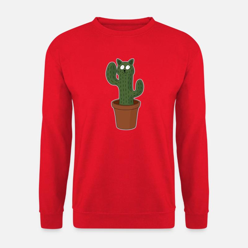 Katze als Kaktus im Blumentopf - Unisex Pullover - Rot