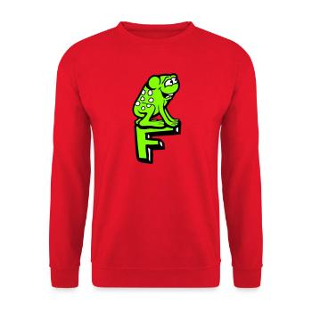 Buchstabe F Frosch Kröte Name ABC Lernen Schule - Unisex Pullover - Rot - Vorne - Alina (178cm) & Michal (187cm)