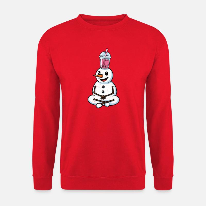 Schneemann mit Bubble Tea - Unisex Pullover - Rot